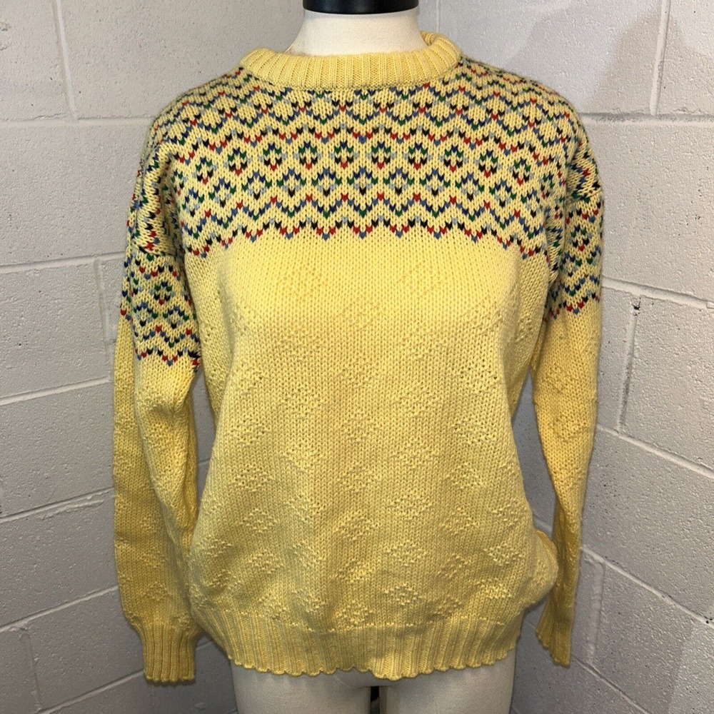 Vintage 70s 80s Robe Di Kappa Sweater Women’s yellow bold print size‎ med
